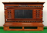 SB014  Burroughes & Watts billiard/life pool scoreboard in light oak